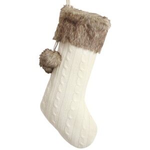 Cable Knit Stockings with Faux Fur Trim